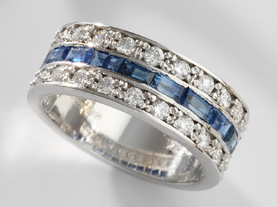 Baguette Sapphire and Diamond Ring