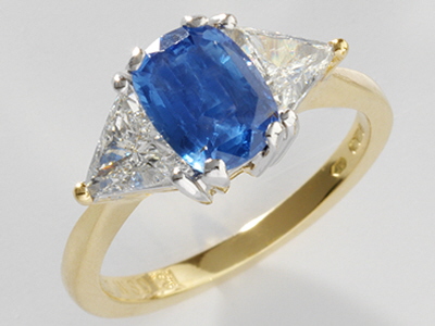 Winbolt Sapphire and Trillion Diamond Ring