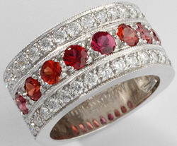 3 Row Diamond and Ruby Band