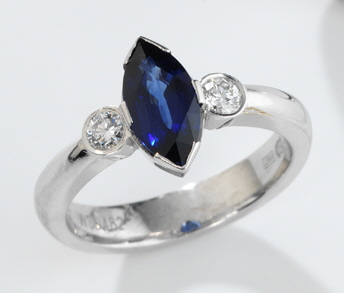 Marquise Sapphire and Diamond Ring