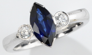 Marquise Sapphire and Diamond Ring